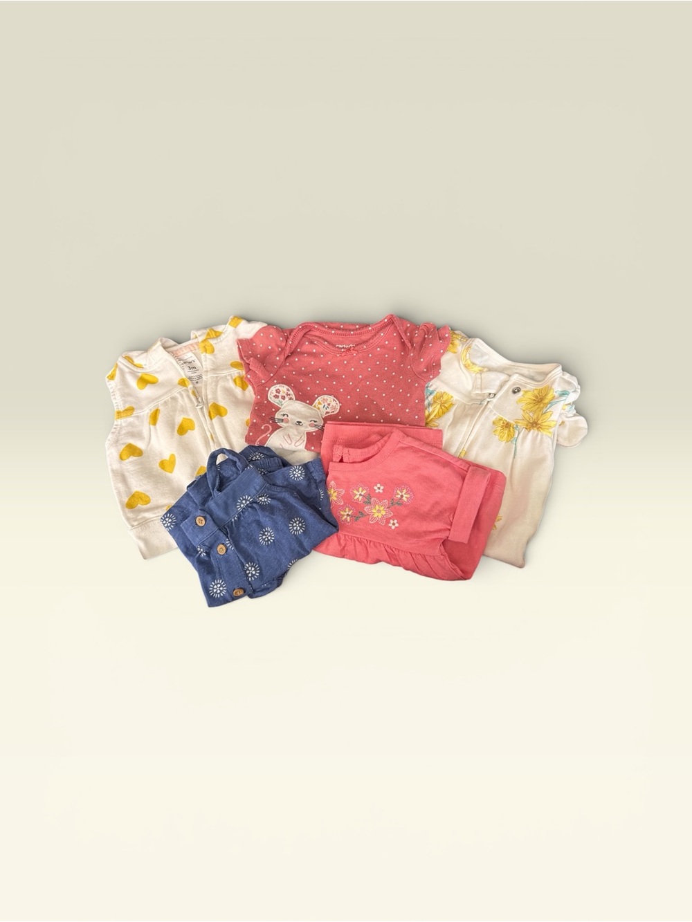Carter's Baby Girl Mixed Colors Pack - Pink, Coral, Blue, White, Yellow